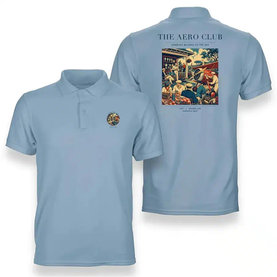 VINTAGE G4047 - The Aero Club - Double-Side Polo T-Shirt design on lightblue