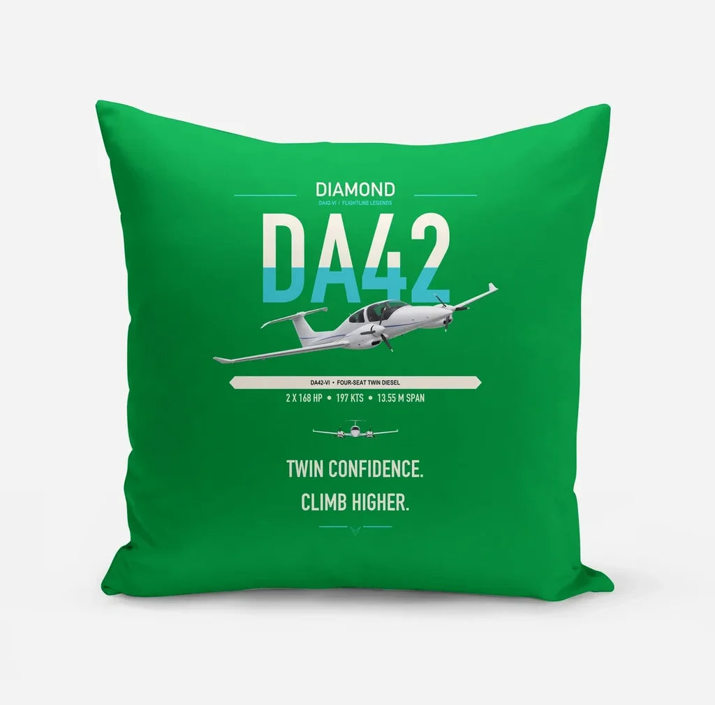 Diamond DA42-VI design on green pillow
