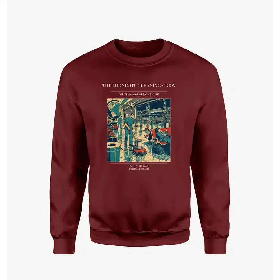 VINTAGE G4378 - The Midnight Cleaning Crew - Designed Sweatshirts design on winered