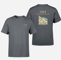 Thumbnail for Ostend-Bruges International Airport (OST) design printed on gray double-side t-shirt