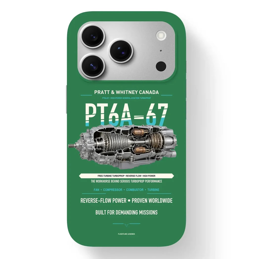 PT6A-67 Case design on green iphone case