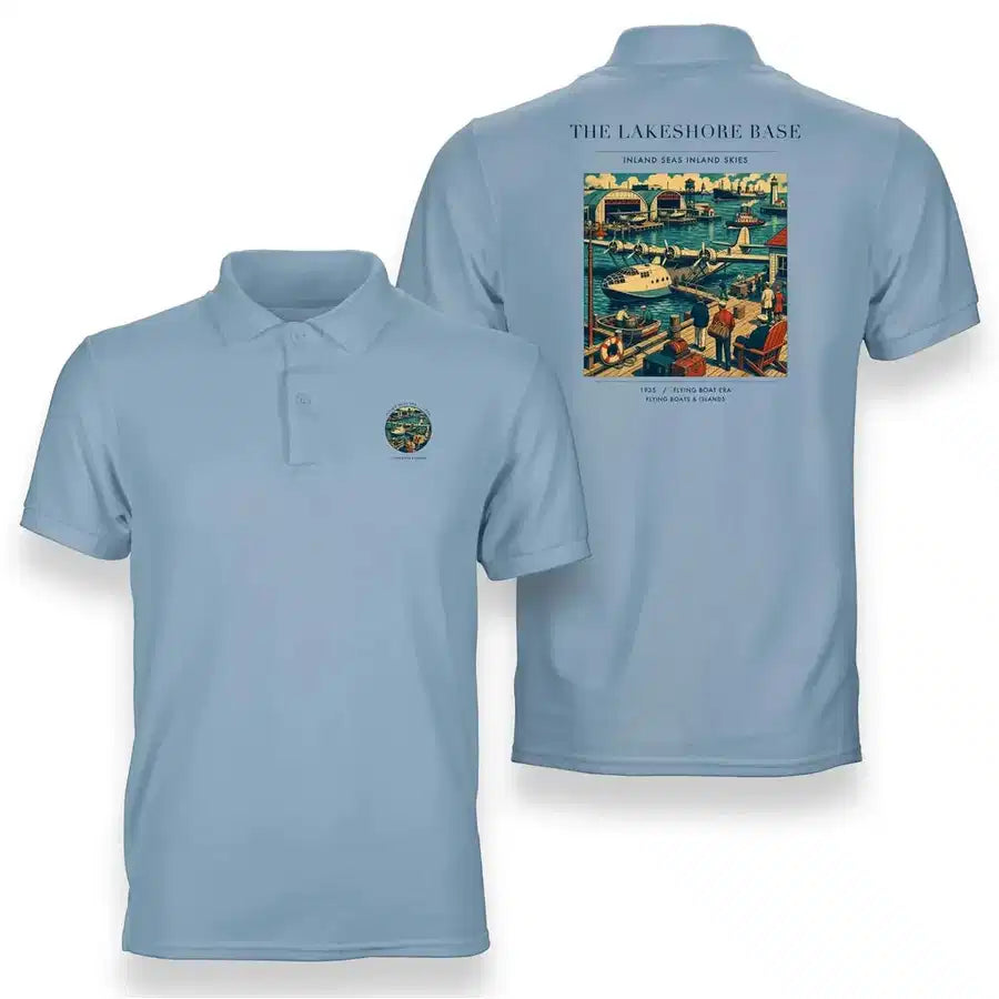 VINTAGE G4071 - The Lakeshore Base - Double-Side Polo T-Shirt design on lightblue