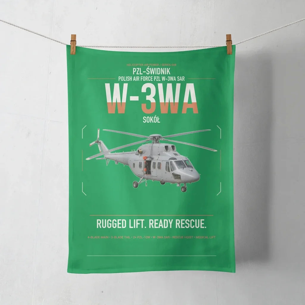 PZL-Świdnik W-3WA Sokół design on green towel