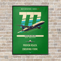 Thumbnail for Boeing 777-200ER vertical canvas print - framed - green background