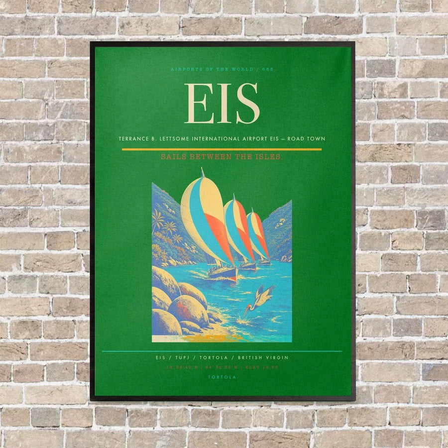 Terrance B. Lettsome International Airport EIS — Road Town vertical canvas print - framed - green background