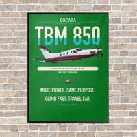 Thumbnail for Socata TBM 850 vertical canvas print - framed - green background
