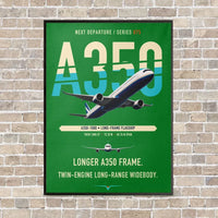Thumbnail for Airbus A350-1000 vertical canvas print - framed - green background