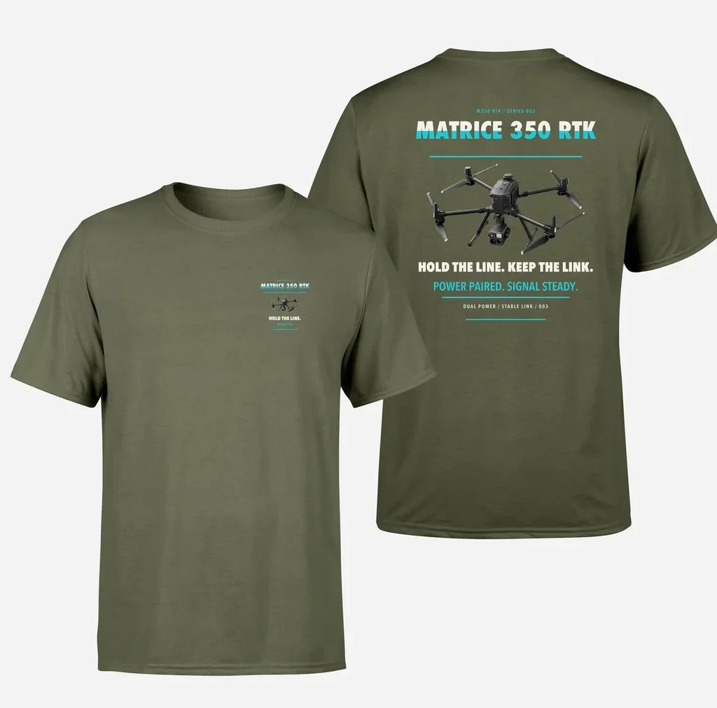 DJI Matrice 350 RTK design on green army t shirt