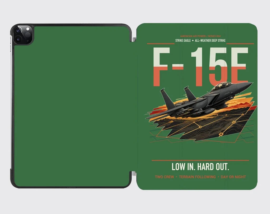 F-15E Strike Eagle design on green ipad tablet case