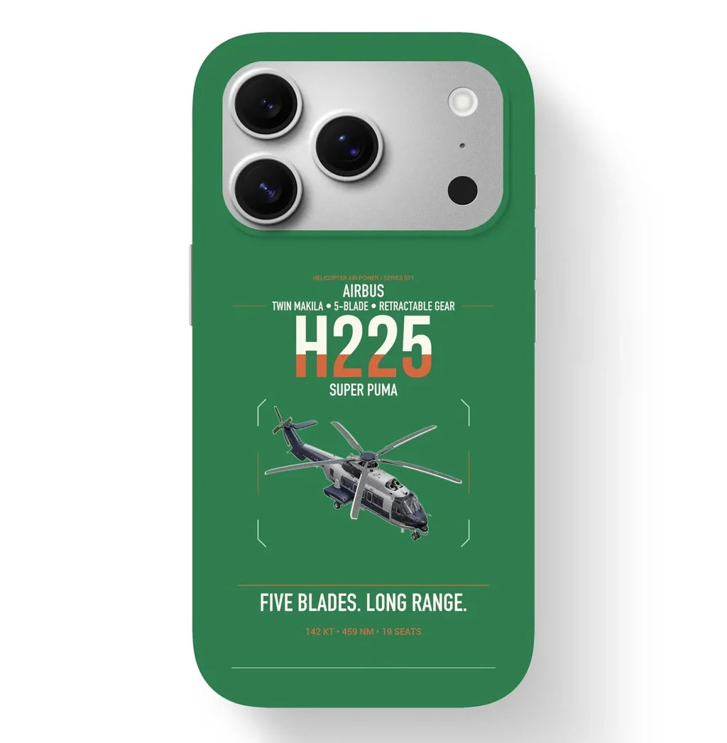 Airbus H225 design on green magsafe iphone case, for iPhone 17 Pro