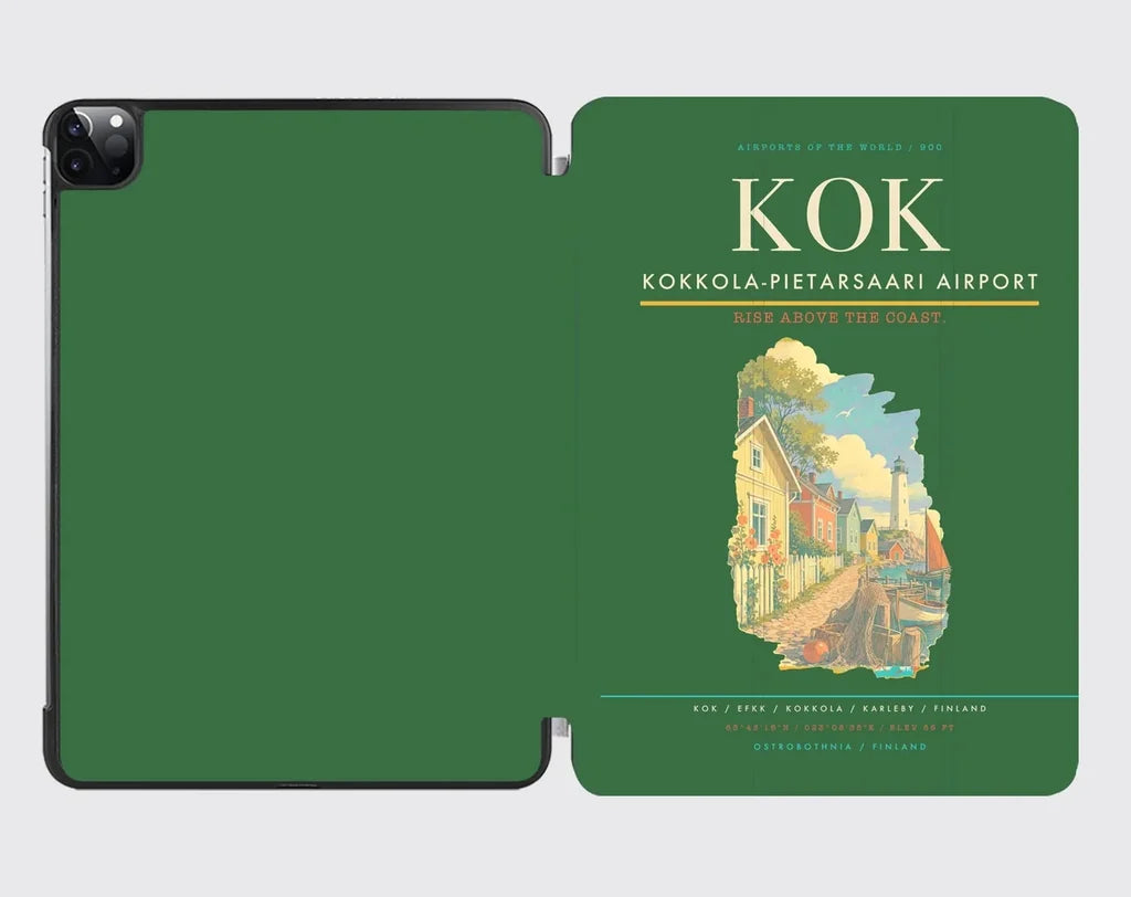 Kokkola-Pietarsaari Airport (KOK) design on green ipad tablet case