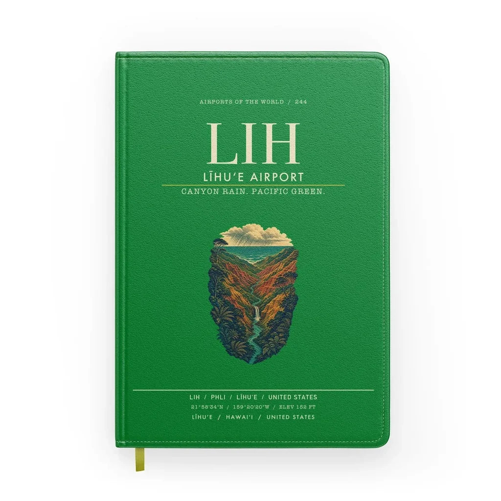 Līhuʻe Airport (LIH) design on green notebook