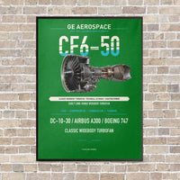 Thumbnail for CF6-50 vertical canvas print - framed - green background