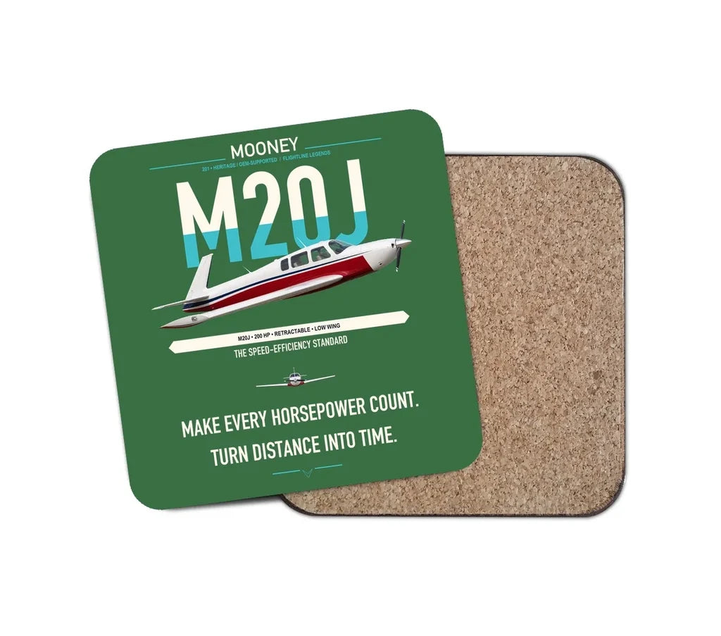 Mooney M20J 201 design on green 1 piece coaster