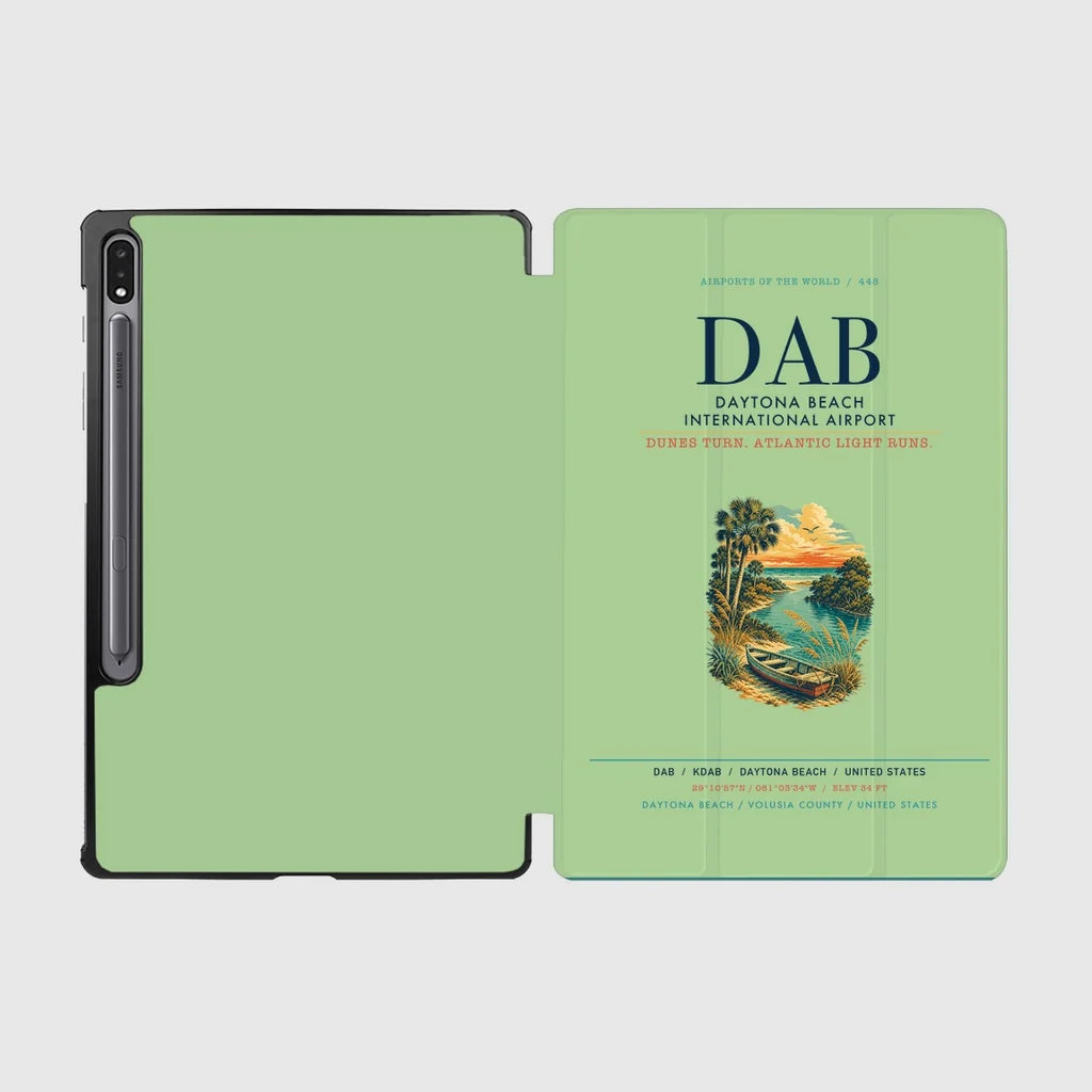 Daytona Beach International Airport (DAB) design on light green samsung tablet tablet case