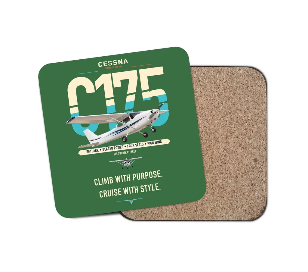 Cessna 175 Skylark design on green 1 piece coaster