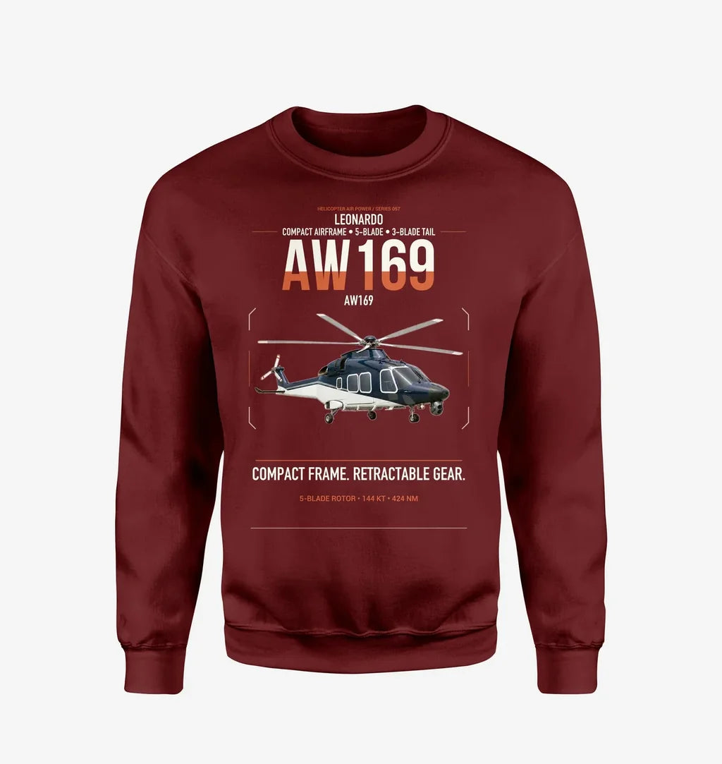 Leonardo AW169 design on wine red sweatshirt