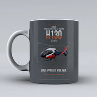 Thumbnail for Airbus H130 design on gray ceramic mug, double-side print