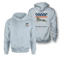 Thumbnail for Dassault Mirage 2000C RDI design on light blue double-side hoodie, double-side print