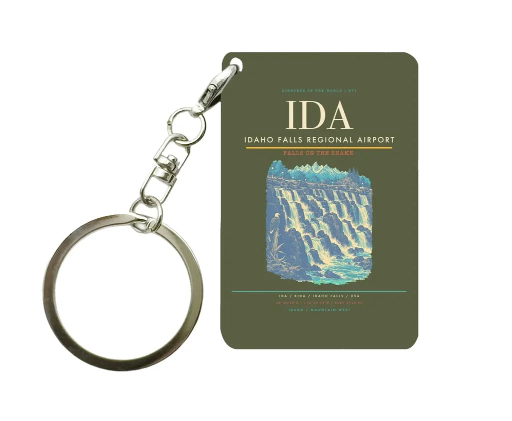 Idaho Falls Regional Airport (IDA) design on green army key chain