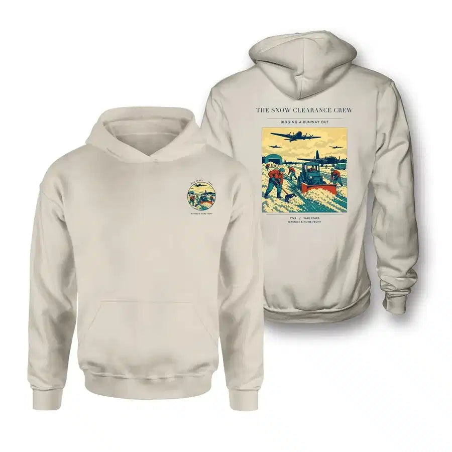 VINTAGE G4523 - The Snow Clearance Crew - Double-Side Hoodie design on khaki double side