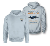 Thumbnail for SB2C-5 Helldiver design on light blue double-side hoodie, double-side print