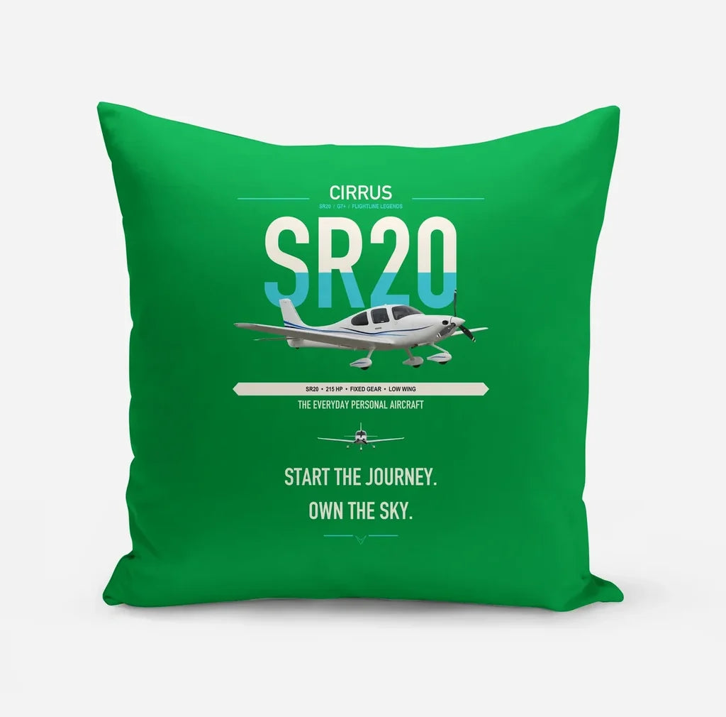 Cirrus SR20 design on green pillow