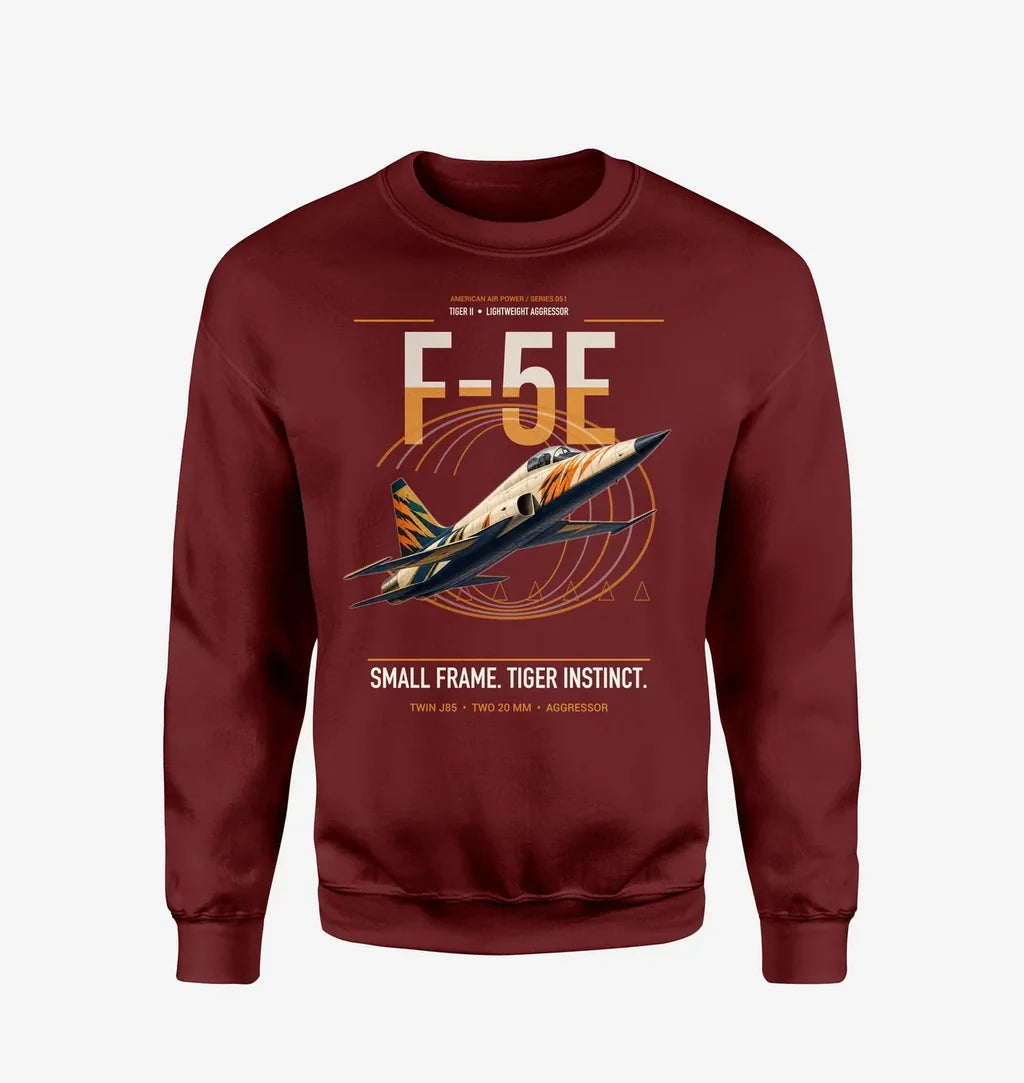 F-5E Tiger II design on wine red sweatshirt