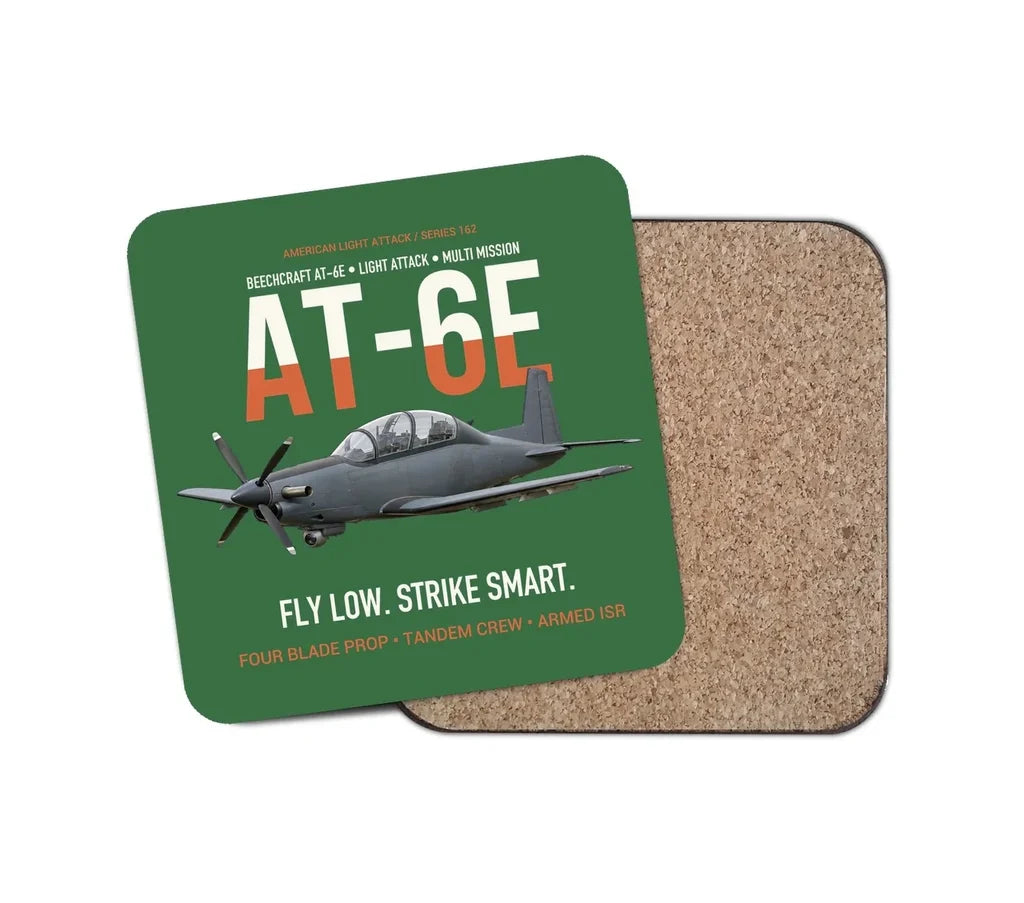 AT-6E Wolverine Light Attack design on green 1 piece coaster
