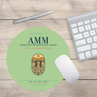 Thumbnail for Queen Alia International Airport (AMM) design on light green round mouse pad