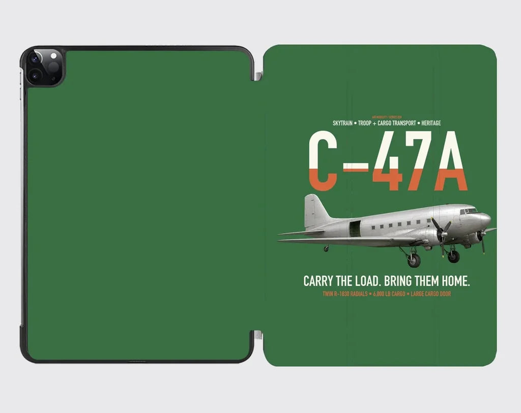 C-47A Skytrain design on green ipad tablet case