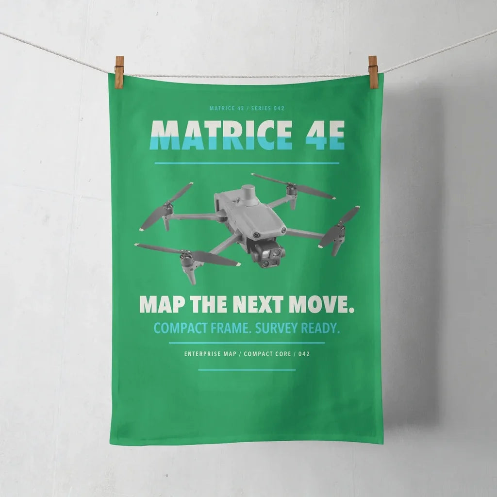 DJI Matrice 4E design on green towel