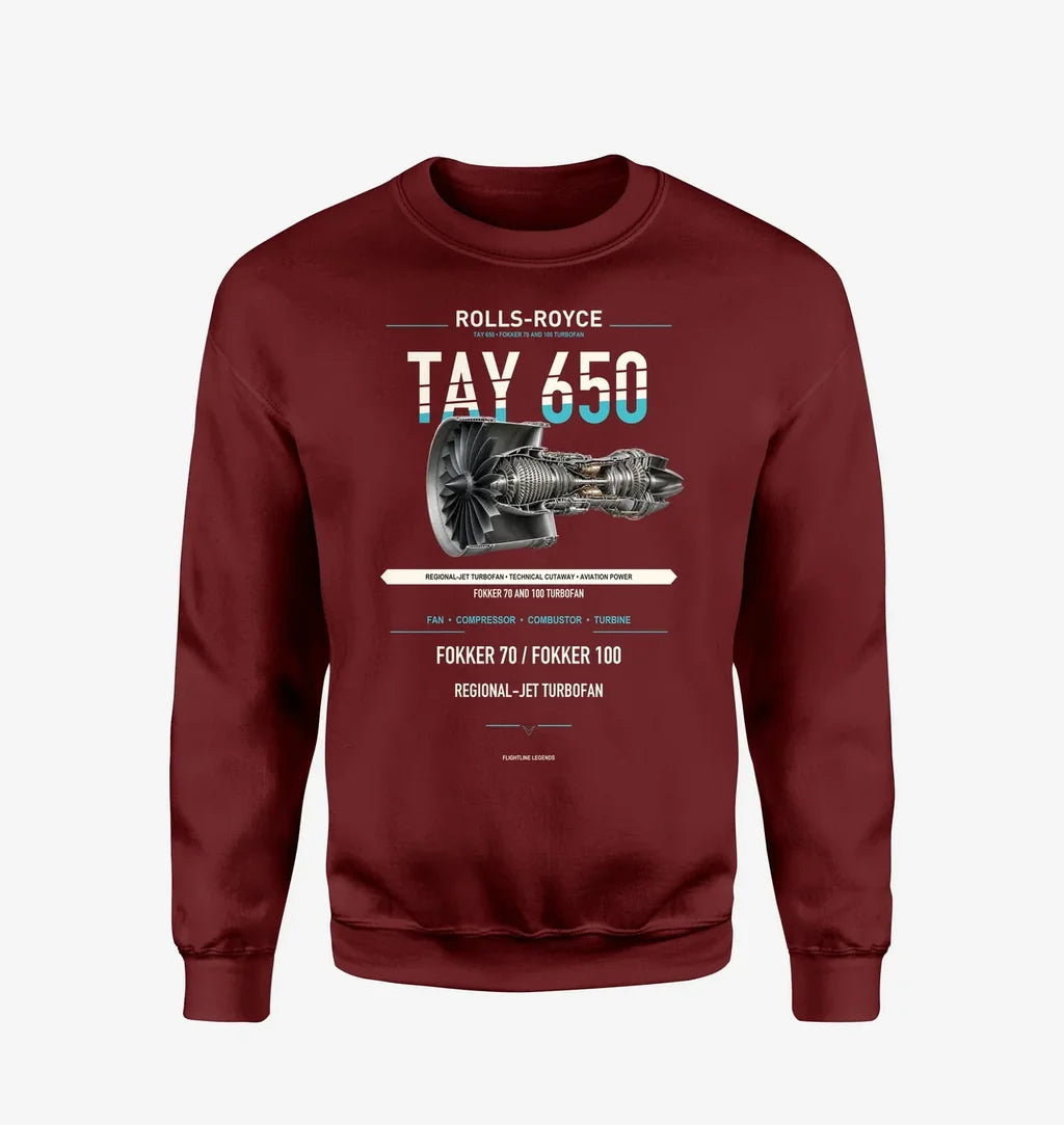 TAY 650 design on wine red sweatshirt