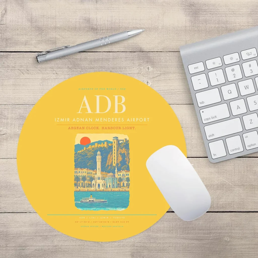 Izmir Adnan Menderes Airport ADB Mouse-Pad Round - Yellow