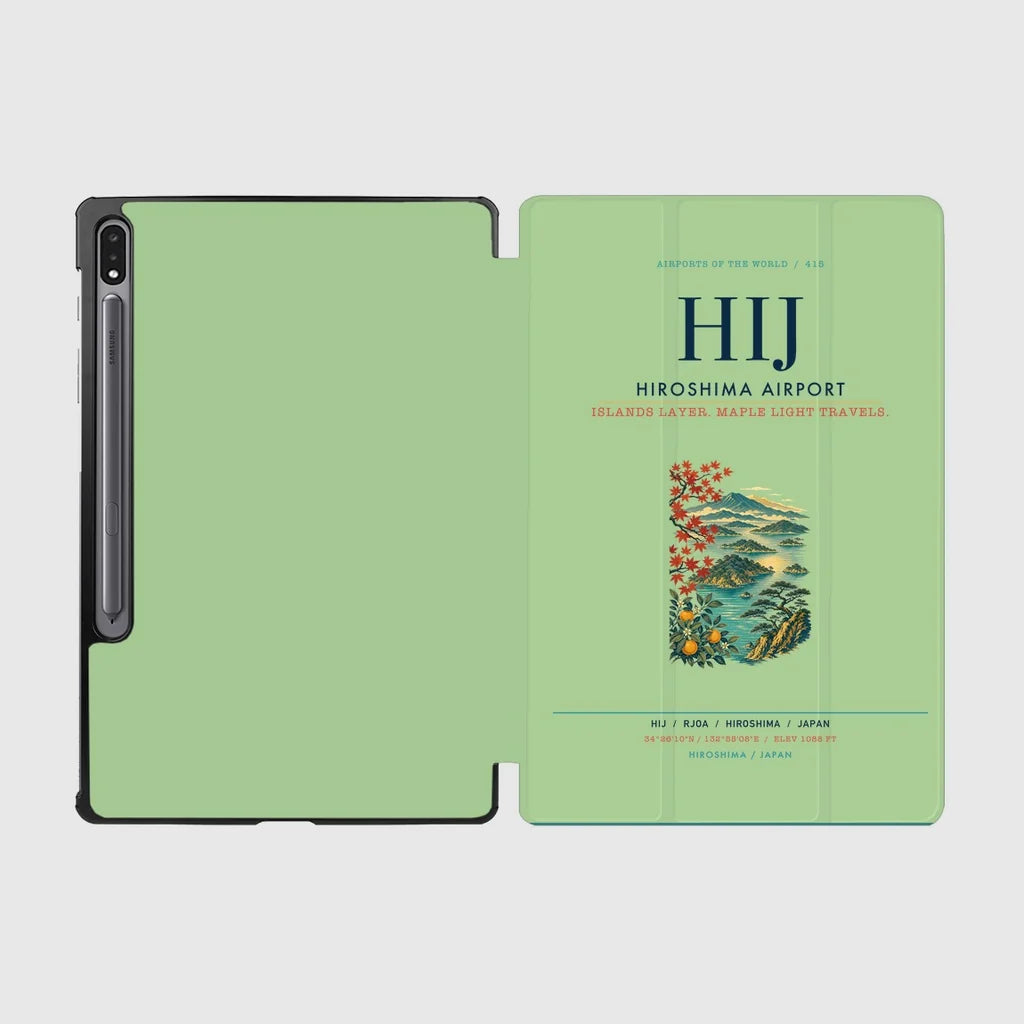 Hiroshima Airport (HIJ) design on light green samsung tablet tablet case
