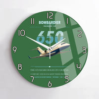 Thumbnail for Bombardier Challenger 650 design on green no frame wall clock