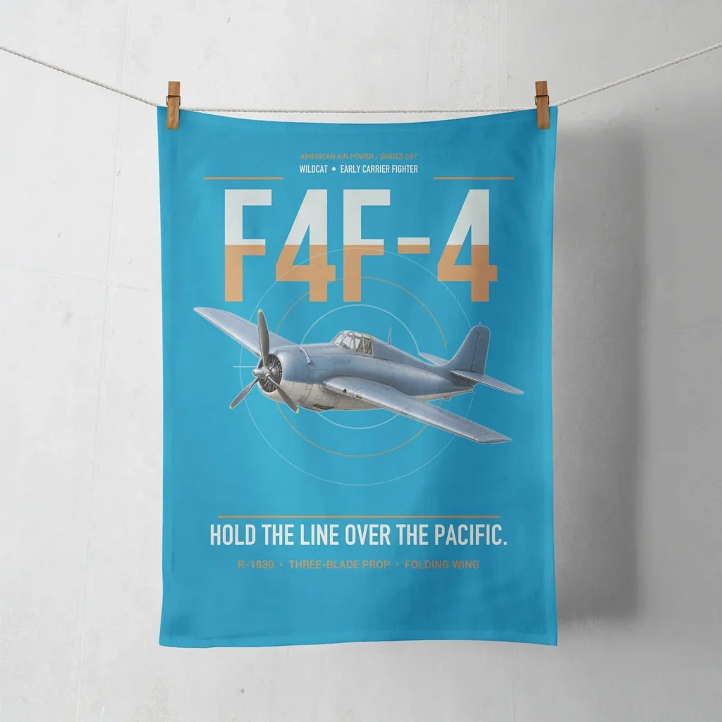 F4F-4 Wildcat design on turquoise towel