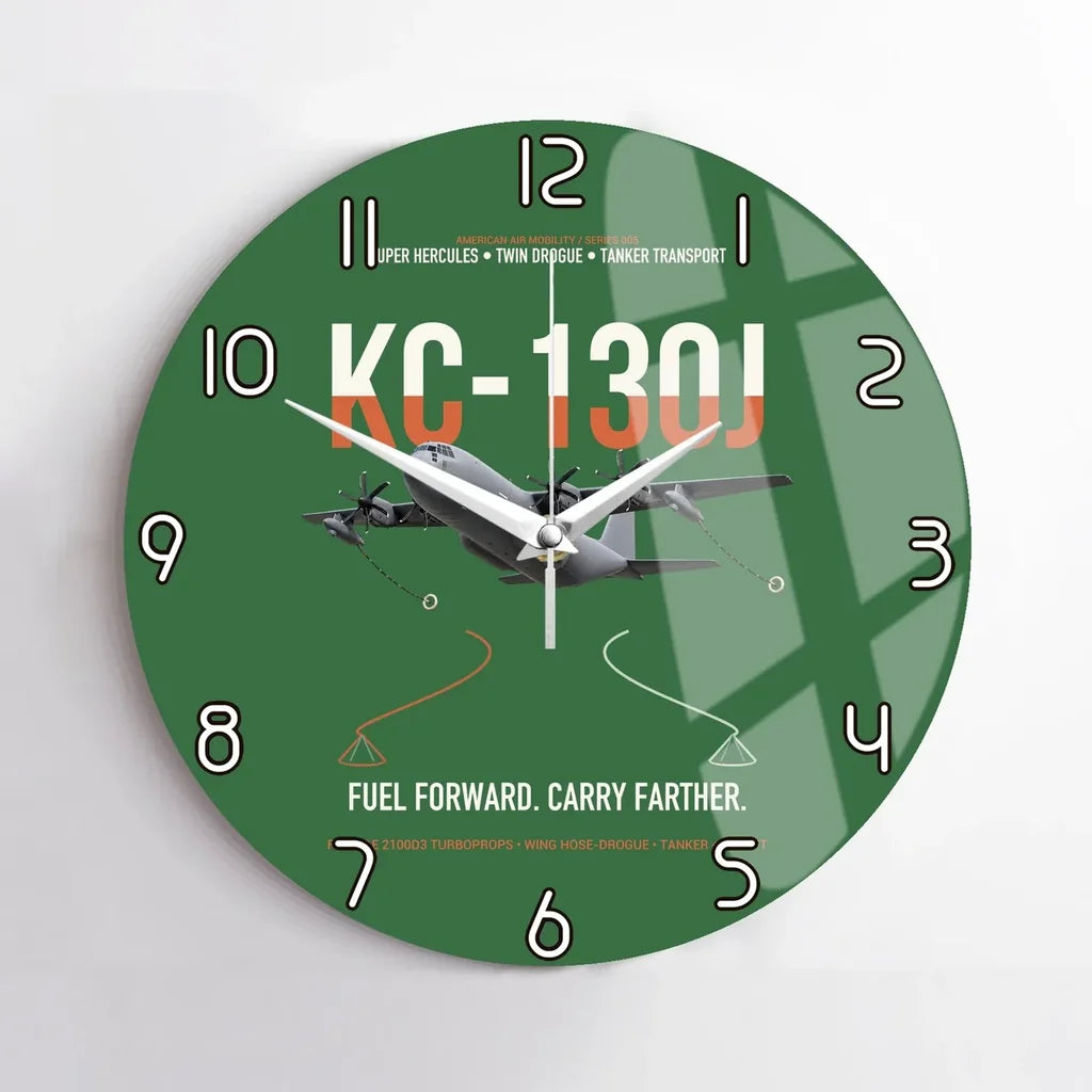 KC-130J SUPER HERCULES design on green no frame wall clock