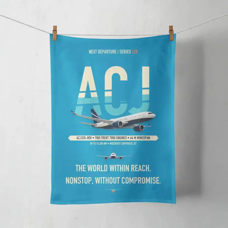 Airbus ACJ330neo / exact ACJ330-800 design on turquoise towel