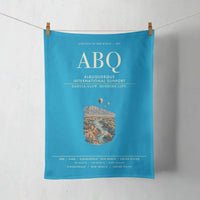 Thumbnail for Albuquerque International Sunport (ABQ) design on turquoise towel