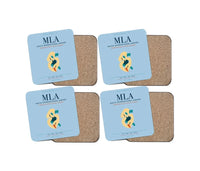 Thumbnail for Malta International Airport (MLA) design on light blue 4 pieces set coaster