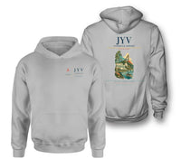 Thumbnail for Jyväskylä Airport (JYV) design on light gray double-side hoodie