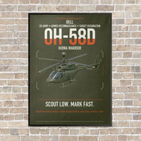Thumbnail for Bell OH-58D Kiowa Warrior vertical canvas print - framed - green army background