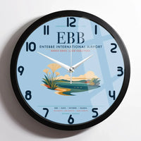 Thumbnail for Entebbe International Airport (EBB) design on light blue framed wall clock