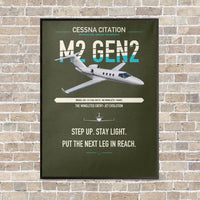 Thumbnail for Cessna Citation M2 Gen2 vertical canvas print - framed - green army background