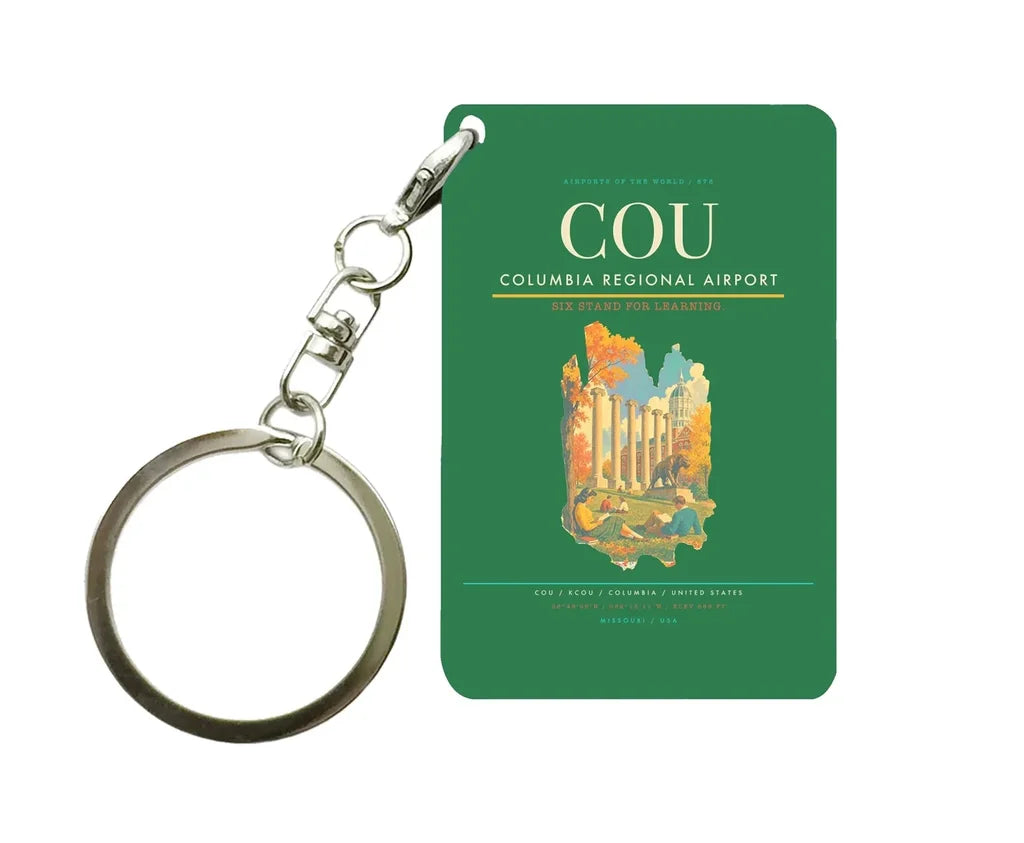 Columbia Regional Airport (COU) design on green key chain