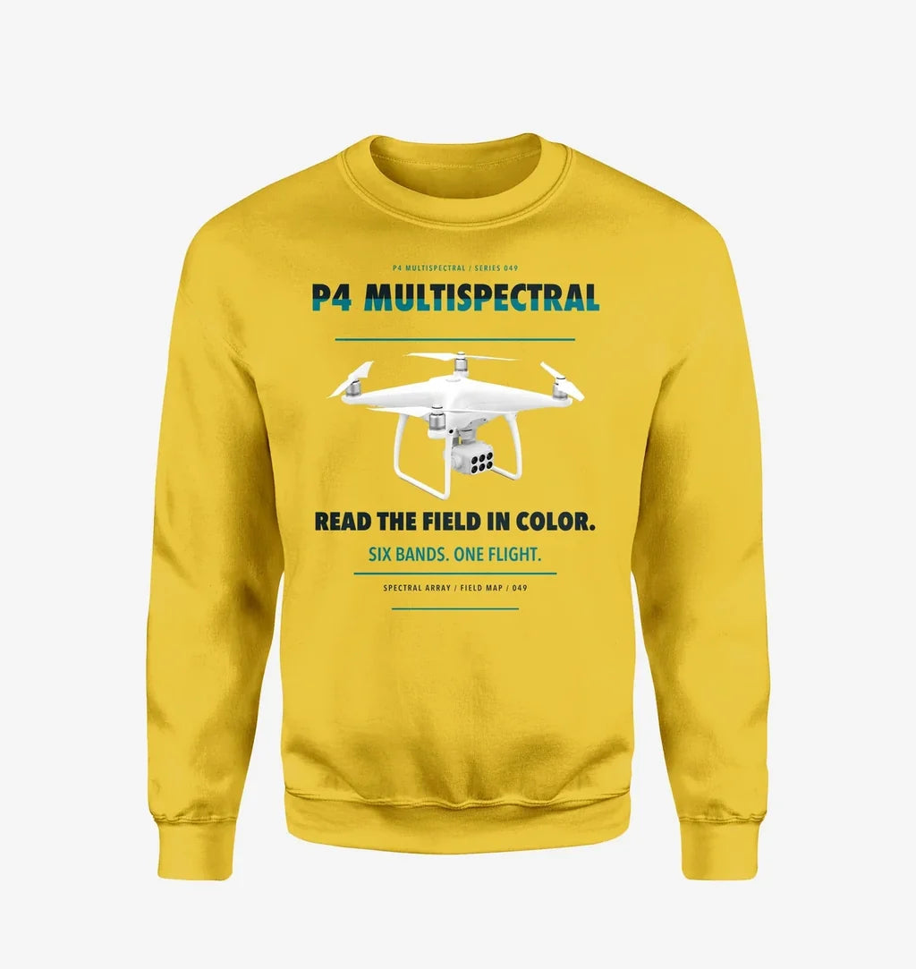 DJI P4 Multispectral design on yellow sweatshirt