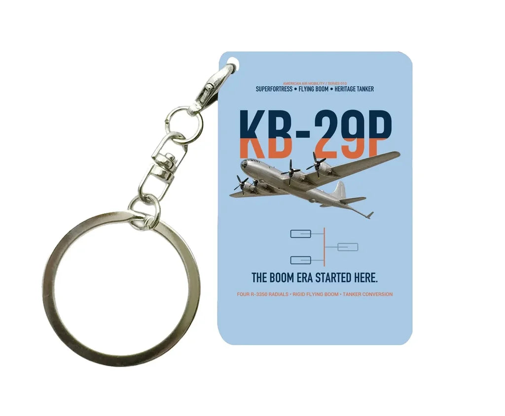 KB-29P SUPERFORTRESS design on light blue designed key chain, double-side print