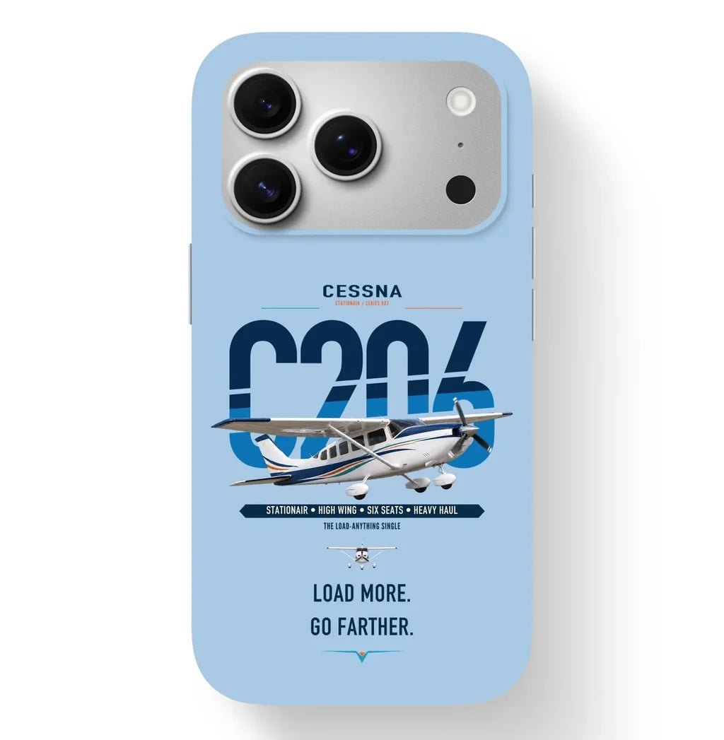 Cessna 206 Stationair design on light blue magsafe iphone case, for iPhone 17 Pro