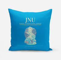 Thumbnail for Juneau International Airport (JNU) design on turquoise pillow